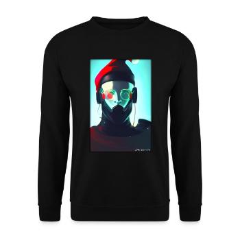 Weihnachtsmann Weihnachten Zukunft Cyber Neon Punk - Unisex Pullover - Schwarz - Vorne - Alina (178cm) & Michal (187cm)