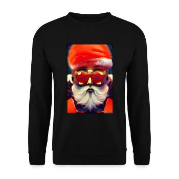 Santa Claus Christmas Future Cyber Neon Punk - Unisex Sweatshirt - black - Front - Alina (178cm) & Michal (187cm)