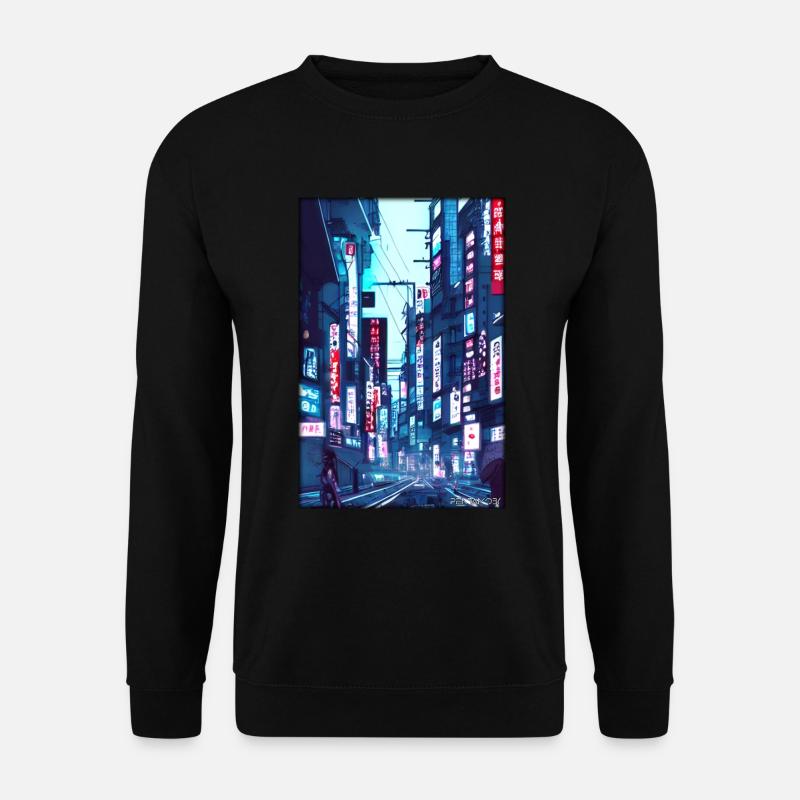 Tokyo City Stadt Cyber Punk Zukunft Sci-Fi Asien - Unisex Pullover - Schwarz