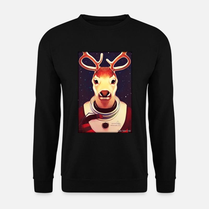 Reindeer Astronaut Future Sci-Fi Technology - Unisex Sweatshirt - black