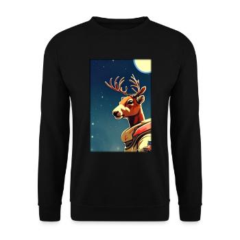Rentier Astronaut Zukunft Sci-Fi Technik - Unisex Pullover - Schwarz - Vorne - Alina (178cm) & Michal (187cm)