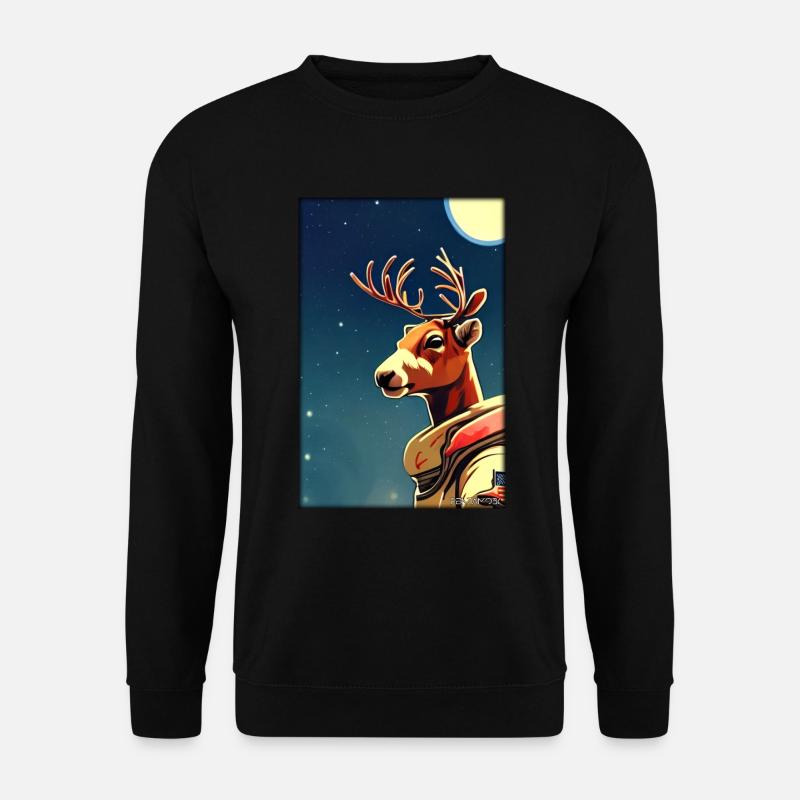 Reindeer Astronaut Future Sci-Fi Technology - Unisex Sweatshirt - black
