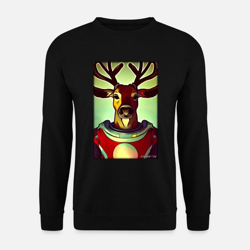 Reindeer Astronaut Future Sci-Fi Technology - Unisex Sweatshirt - black