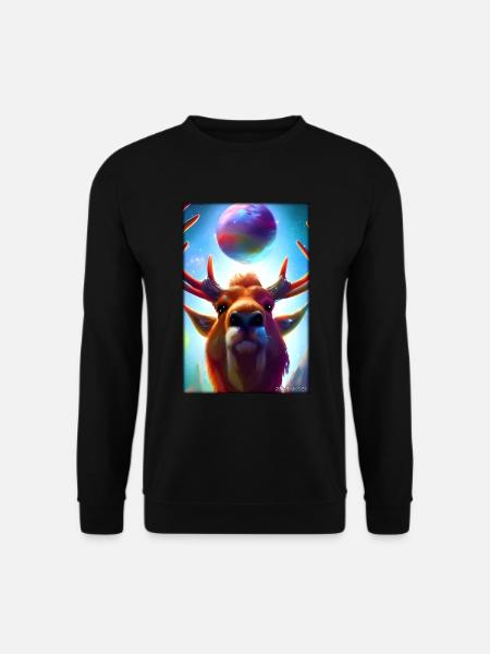 Reindeer Christmas Space Galaxy Universe Map - Unisex Sweatshirt - black