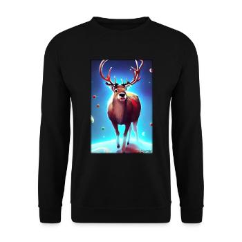 Reindeer Christmas Space Galaxy Universe Map - Unisex Sweatshirt - black - Front - Alina (178cm) & Michal (187cm)