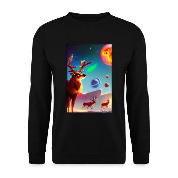 Reindeer Christmas Space Galaxy Universe Map - Unisex Sweatshirt - black - Front - Alina (178cm) & Michal (187cm)