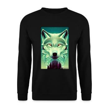 Wolf Animal Motif Nature Wild Mystical Wildlife - Unisex Sweatshirt - black - Front - Alina (178cm) & Michal (187cm)