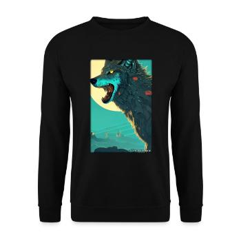 Wolf Animal Motif Nature Wild Mystical Wildlife - Unisex Sweatshirt - black - Front - Alina (178cm) & Michal (187cm)