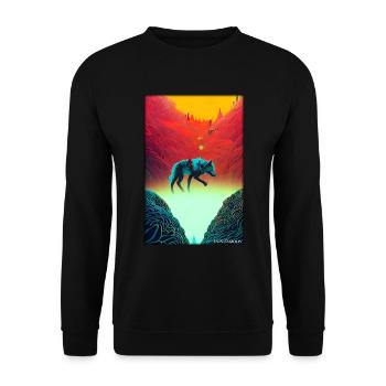 Wolf Animal Motif Nature Wild Mystical Wildlife - Unisex Sweatshirt - black - Front - Alina (178cm) & Michal (187cm)
