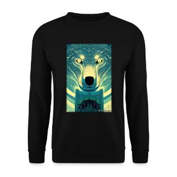 Wolf Animal Motif Nature Wild Mystical Wildlife - Unisex Sweatshirt - black - Front - Alina (178cm) & Michal (187cm)