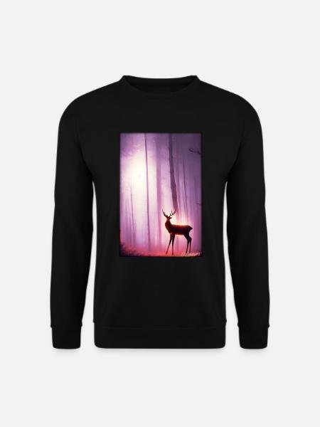 Hjorte Måne Måneskin Skov Vinter Sne Skovdyr - Unisex sweater - sort