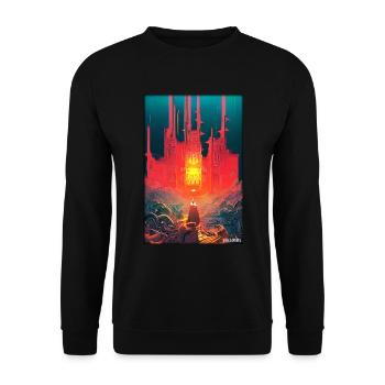Castle Castle Fortress Architecture Landscape - Unisex Sweatshirt - black - Front - Alina (178cm) & Michal (187cm)