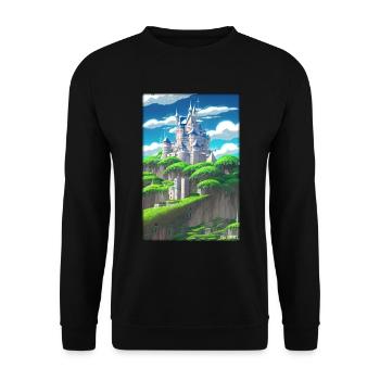 Castle Castle Fortress Architecture Landscape - Unisex Sweatshirt - black - Front - Alina (178cm) & Michal (187cm)