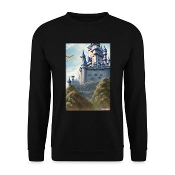 Castle Castle Fortress Architecture Landscape - Unisex Sweatshirt - black - Front - Alina (178cm) & Michal (187cm)