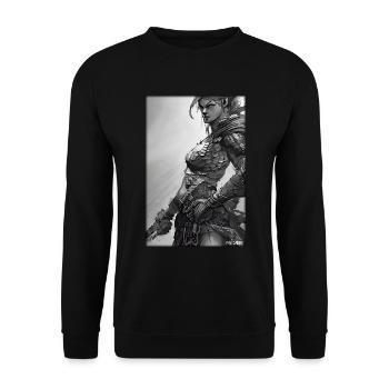 Warrior Woman Sword Vintage Black White - Unisex Sweatshirt - black - Front - Alina (178cm) & Michal (187cm)