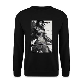 Warrior Woman Sword Vintage Black White - Unisex Sweatshirt - black - Front - Alina (178cm) & Michal (187cm)