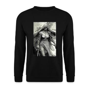 Warrior Woman Sword Vintage Black White - Unisex Sweatshirt - black - Front - Alina (178cm) & Michal (187cm)
