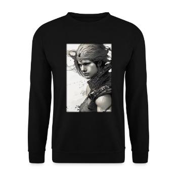 Warrior Woman Sword Vintage Black White - Unisex Sweatshirt - black - Front - Alina (178cm) & Michal (187cm)