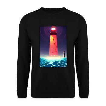 lighthouse sea light North Sea Baltic Sea holiday beach - Unisex Sweatshirt - black - Front - Alina (178cm) & Michal (187cm)