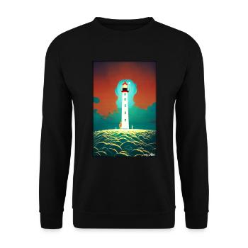lighthouse sea light North Sea Baltic Sea holiday beach - Unisex Sweatshirt - black - Front - Alina (178cm) & Michal (187cm)