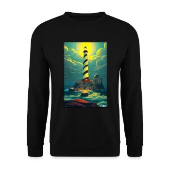 lighthouse sea light North Sea Baltic Sea holiday beach - Unisex Sweatshirt - black - Front - Alina (178cm) & Michal (187cm)