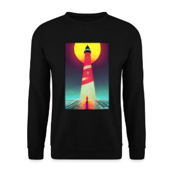 lighthouse sea light North Sea Baltic Sea holiday beach - Unisex Sweatshirt - black - Front - Alina (178cm) & Michal (187cm)