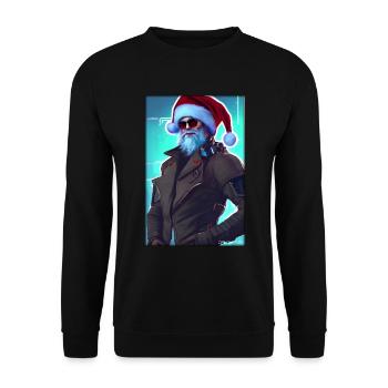 Santa Claus Christmas Future Cyber Neon Punk - Unisex Sweatshirt - black - Front - Alina (178cm) & Michal (187cm)