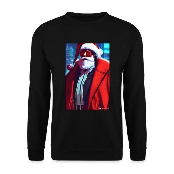 Santa Claus Christmas Future Cyber Neon Punk - Unisex Sweatshirt - black - Front - Alina (178cm) & Michal (187cm)