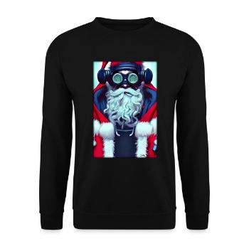 Santa Claus Christmas Future Cyber Neon Punk - Unisex Sweatshirt - black - Front - Alina (178cm) & Michal (187cm)