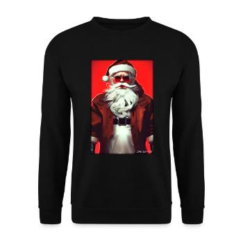 Weihnachtsmann Weihnachten Zukunft Cyber Neon Punk - Unisex Pullover - Schwarz - Vorne - Alina (178cm) & Michal (187cm)
