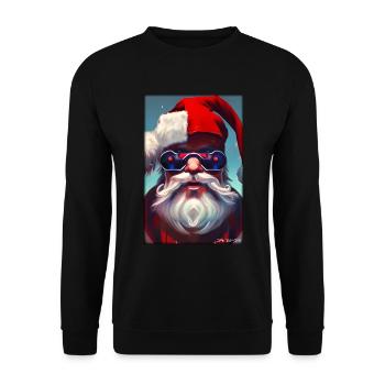 Santa Claus Christmas Future Cyber Neon Punk - Unisex Sweatshirt - black - Front - Alina (178cm) & Michal (187cm)