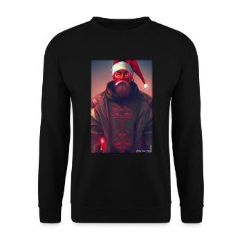 Santa Claus Christmas Future Cyber Neon Punk - Unisex Sweatshirt - black - Front - Alina (178cm) & Michal (187cm)