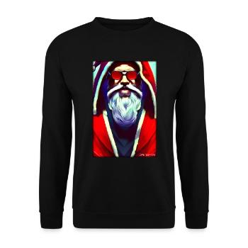 Santa Claus Christmas Future Cyber Neon Punk - Unisex Sweatshirt - black - Front - Alina (178cm) & Michal (187cm)