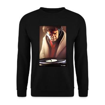Ludwig van Beethoven DJ Kopfhörer Musik Party - Unisex Pullover - Schwarz - Vorne - Alina (178cm) & Michal (187cm)