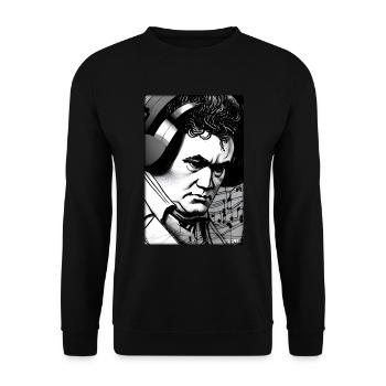 Ludwig van Beethoven DJ Kopfhörer Musik Party - Unisex Pullover - Schwarz - Vorne - Alina (178cm) & Michal (187cm)