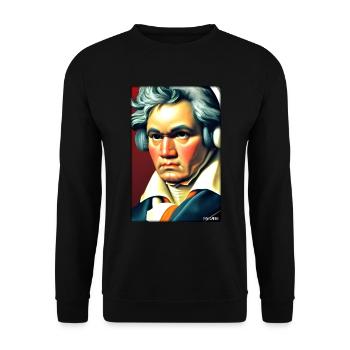 Ludwig van Beethoven DJ Kopfhörer Musik Party - Unisex Pullover - Schwarz - Vorne - Alina (178cm) & Michal (187cm)
