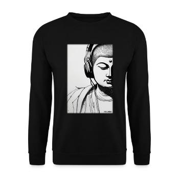 Bouddha Wisdom Professeur DJ Casque Musique Party - Sweat-shirt Unisexe - noir - Devant - Alina (178cm) & Michal (187cm)