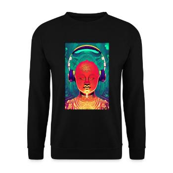 Bouddha Wisdom Professeur DJ Casque Musique Party - Sweat-shirt Unisexe - noir - Devant - Alina (178cm) & Michal (187cm)