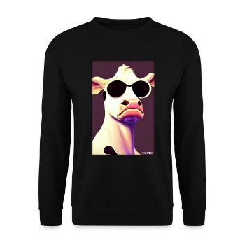 Cow Sunglasses Wildlife Farm Dairy cow - Unisex Sweatshirt - black - Front - Alina (178cm) & Michal (187cm)