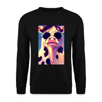 Cow Sunglasses Wildlife Farm Dairy cow - Unisex Sweatshirt - black - Front - Alina (178cm) & Michal (187cm)