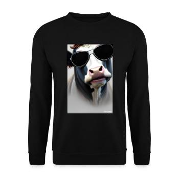 Cow Sunglasses Wildlife Farm Dairy cow - Unisex Sweatshirt - black - Front - Alina (178cm) & Michal (187cm)
