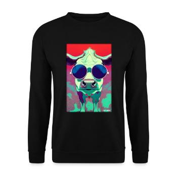 Cow Sunglasses Wildlife Farm Dairy cow - Unisex Sweatshirt - black - Front - Alina (178cm) & Michal (187cm)