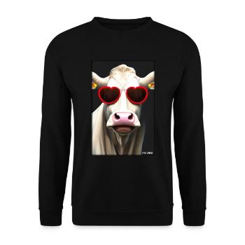 Cow Sunglasses Wildlife Farm Dairy cow - Unisex Sweatshirt - black - Front - Alina (178cm) & Michal (187cm)