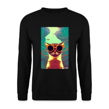 Cat Cat Sunglasses Wildlife Animals Pet - Unisex Sweatshirt - black - Front - Alina (178cm) & Michal (187cm)