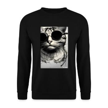 Cat Cat Sunglasses Wildlife Animals Pet - Unisex Sweatshirt - black - Front - Alina (178cm) & Michal (187cm)