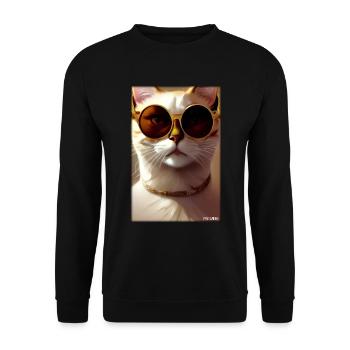 Cat Cat Sunglasses Wildlife Animals Pet - Unisex Sweatshirt - black - Front - Alina (178cm) & Michal (187cm)