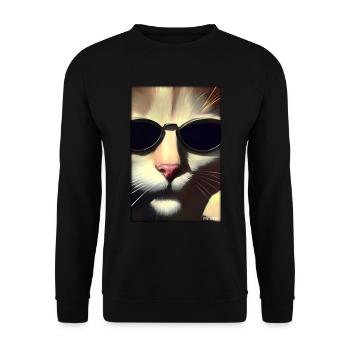 Cat Cat Sunglasses Wildlife Animals Pet - Unisex Sweatshirt - black - Front - Alina (178cm) & Michal (187cm)