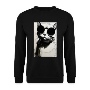 Cat Cat Sunglasses Wildlife Animals Pet - Unisex Sweatshirt - black - Front - Alina (178cm) & Michal (187cm)