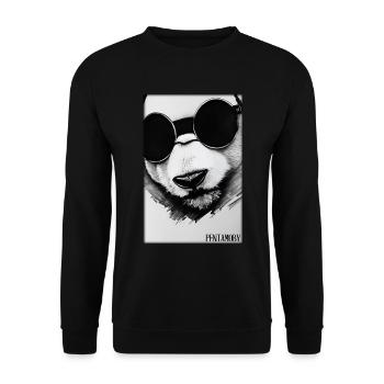 Panda Sonnenbrille Tierwelt Waldtier Tiere Wildnis - Unisex Pullover - Schwarz - Vorne - Alina (178cm) & Michal (187cm)