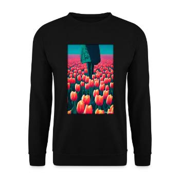 Tulip Lily Family Flower Spring Meadow Green - Unisex Sweatshirt - black - Front - Alina (178cm) & Michal (187cm)